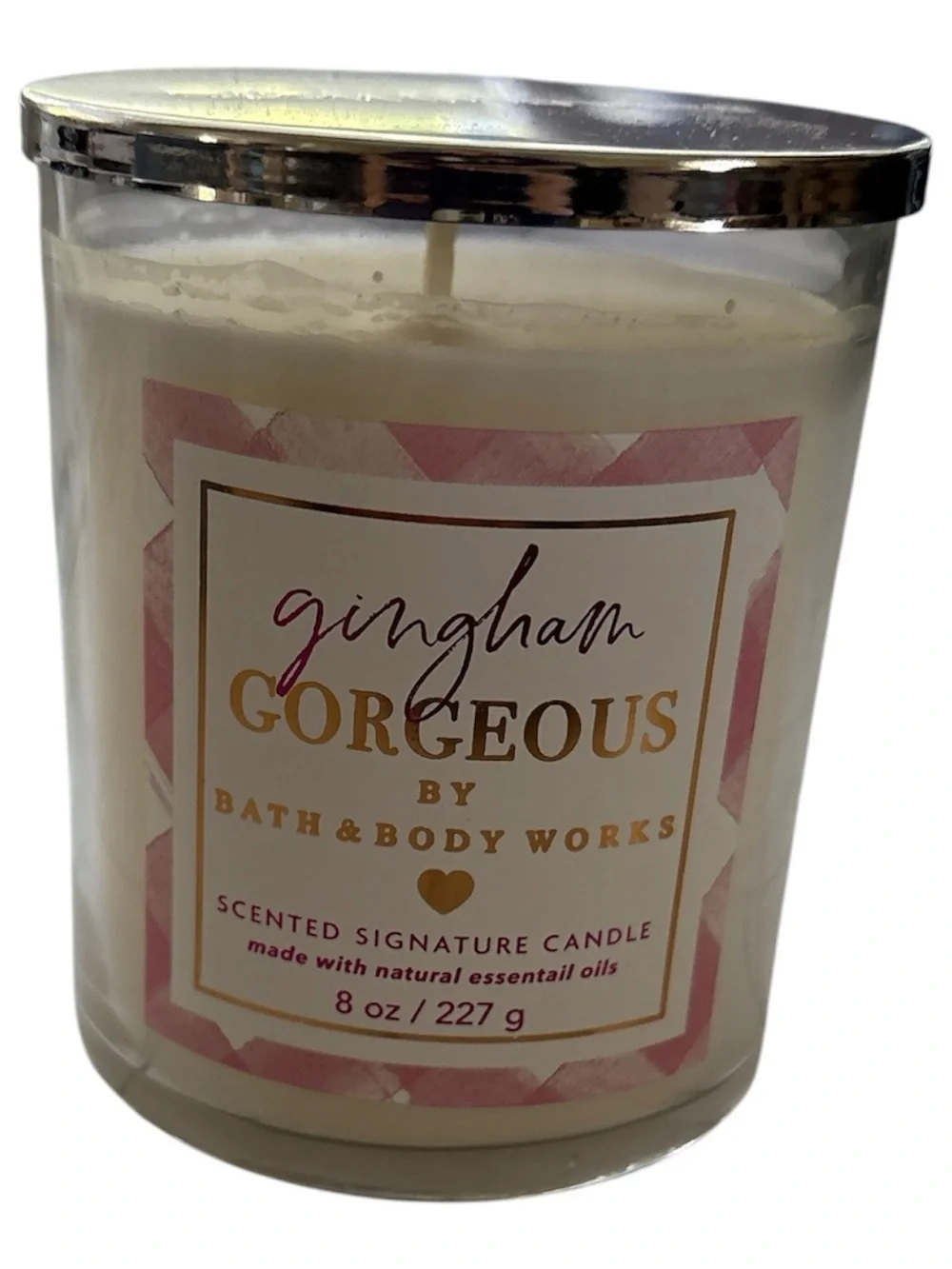 Bath & Body Works Gingham Gorgeous Candle single wick 8 oz jar NWT